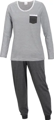 Produktbild von KB Schlafanzug Damen Pyjama Set langarm lange Hose Grau Größe XL