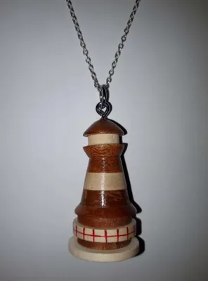 Produktbild von Kette mit Holzanhänger Leuchtturm, Ketten Modeschmuck