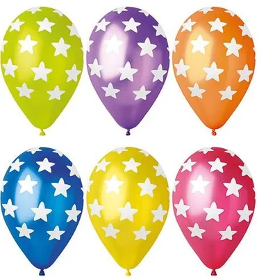 Produktbild von 72 Luftballons Ø 29 cm farbig sortiert "Stars" Sterne bunt
