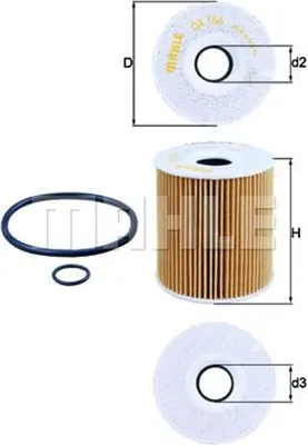 Produktbild von Ölfilter MAHLE OX 156D1 Filtereinsatz für BMW 3 Limousine (E46) 5 Limousine (E39) 3 Touring (E46) 5 Touring (E39) X5 (E53)