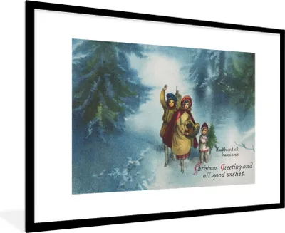 Produktbild von MuchoWow® Gerahmtes Poster Weihnachtsbotschaft - Schnee - Weihnachten 90x60 cm - Poster mit Schwarzem Bilderrahmen Wandposter Rahmen Foto Bilder - Wanddekoration - Fotos