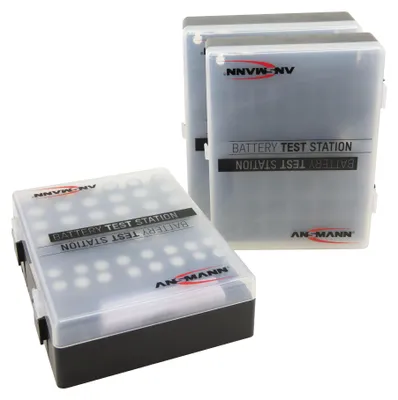 Produktbild von ANSMANN 3x Batteriebox für 48 Stk. AAA, AA & 9V / Batterien inkl. Akkutester