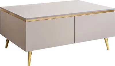 Produktbild von YOURHOUSE24 Couchtisch AURORA KASCHMIR mit Stauraum (Ausführung: schräge gold Chrom Beine)