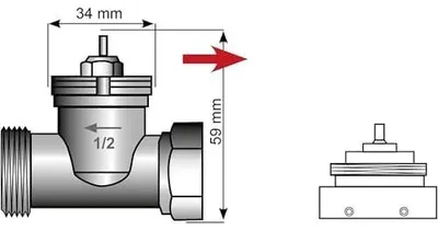Image de Eurotronic Danfoss RAV – Adaptateur métallique pour thermostats de radiateur, raccord de 34 mm