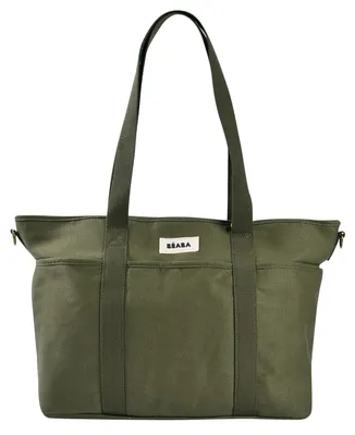 Image de Sac à langer Béaba Madrid 22L – Sac à langer de type cabas, unisexe pour maman et papa, avec 11 compartiments, une poche isotherme, un système de fixation pour poussette et un matelas à langer rembourré – Couleur kaki
