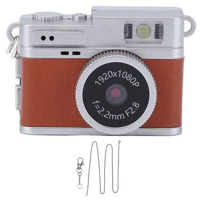 Produktbild von Mini-Digitalkamera im Retro-Stil mit 180-mAh-Akku, daumengroße Mikro-Videokamera als Schlüsselanhänger für Reisen