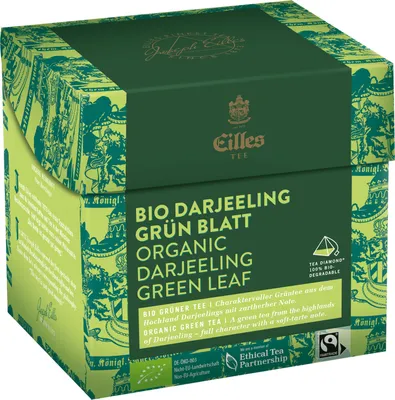 Produktbild von EILLES TEE Tea Diamond DARJEELING GRÜN Blatt im Pyramidenbeutel, 20er Box