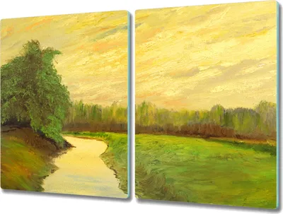 Produktbild von Coloray Schneidebrett Herdabdeckplatte 2x40x52 cm Kochplattenabdeckung Küchenbrett Hackbrett - Malerei Natur Fluss