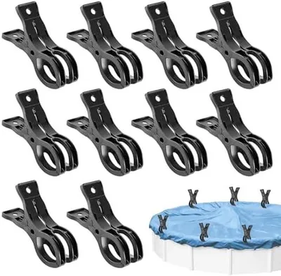Produktbild von 20 Stück Klammern für Poolabdeckung, Federzwingen mit Hoher Spannkraft und Schutzfolie, Plane Clips für Oberirdische Pools, Gewächshaus, Sonnensegel, Foto Studio (Schwarz