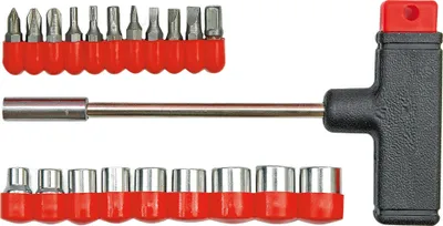 Produktbild von T-Bar-Schraubendreher + 20 Bits 65100 - W-65100