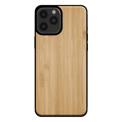 Zdjęcie produktu dla Smartphonica Etui na telefon iPhone 12 Pro Max o drewnianym wyglądzie - tylna obudowa ze sztucznego drewna bambusowego - brązowy