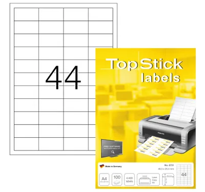 Productafbeelding van TOP STICK Universele etiketten, 48,3 x 25,4 mm, wit
