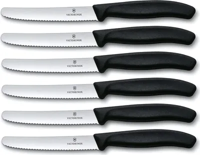 Produktbild von Victorinox 6 Stück Tafelmesser Set Swiss Classic Schwarz - Tischmesser, Brotzeitmesser