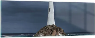 Produktbild von Bilder auf glas - Leuchtturm Meer - 90x30cm - Glasbilder - Wandbilder - Kunstdruck - zum Aufhängen bereit - Wanddekoration aus Glas - Glas Bilder - Wandbild auf Glas - Einteilig - GAB90x30-3550
