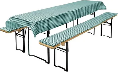 Produktbild von Famanu Set Bierbankkissen und Tischdecke - Grün Kariert