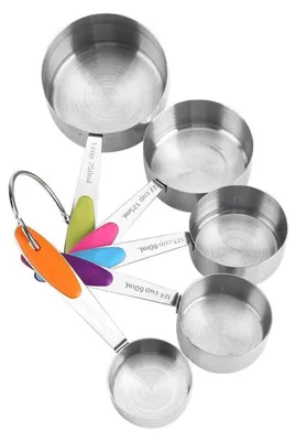 Produktbild von Messbecher Set 5 Stück 30-250 ml Edelstahl mit Silikongriff