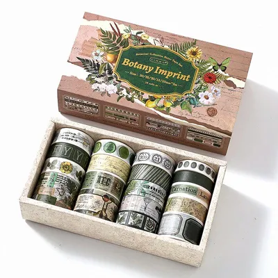 Produktbild von Simno Washi-Tape-Set, 18 Rollen je 2 m, für Journaling – Botanischer Druck