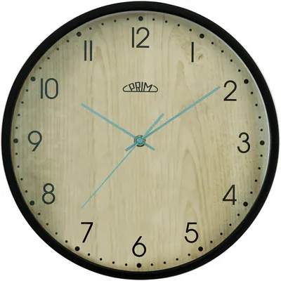 Produktbild von PRIM Colored Forest Wanduhr Holz lautlos Schwarz/Naturbelassen 30,5 cm