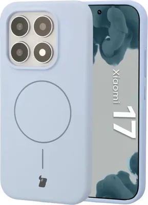Produktbild von Silikon Handyhülle mit Magnetring für Xiaomi 17, Bizon Soft Case Magnetic, Hellblau