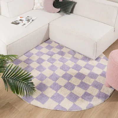 Image de Volero - Couloir en laine - Gambit Lilas/Blanc - Ø 80 cm