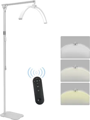 Produktbild von Faltbares LED-Video-Bodenlicht 25 W šC 35 W, halbmondfoermiges LED-Fuelllicht 3000 K šC 6000 K, dimmbar, mit 193 cm/76 Zoll Metall-Lichtstativ, Telefonhalterung, Fernbedienung fuer Schoenheitssalon, Make-up, Live-Streaming, Nachttischlicht