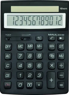 Obrázek produktu pro Stolní kalkulačka MAUL ECO 950 LCD displej 1 řádek, 12 číslic Solární 21 x 15,5 x 3,3 cm černá