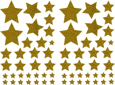 Produktbild von Oblique Unique 64 Sterne Sticker Stern Aufkleber mit Glitzereffekt für Weihnachten zum Basteln Spielen - gold