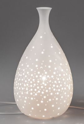 Formano Leuchte Vase Punkte 33 cm Porzellan weiß Lampe