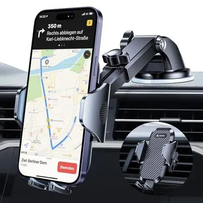 Zdjęcie produktu dla Uchwyt samochodowy na telefon uniwersalny 3W1 wentylacja przyssawka 360