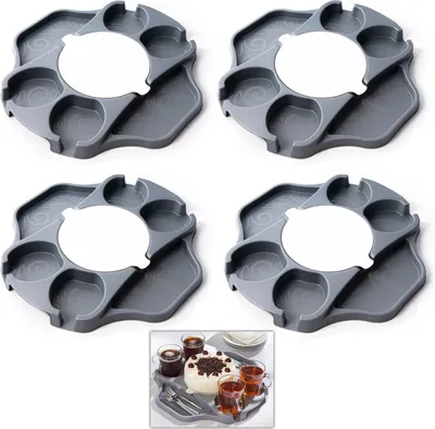 Produktbild von 4x Kunststoff Kuchen Torten Serviertablett Rund Kuchenteller Kuchenplatte Tortenplatte Servierteller