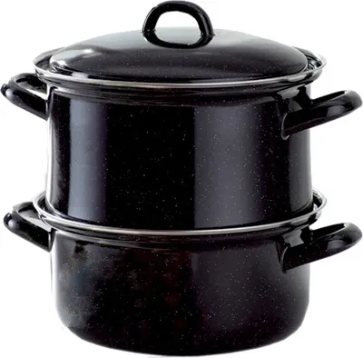 Produktbild von Riess Kartoffelkocher mit Deckel Ø18cm 2 Liter 3 teilig Classic Schwarz Emaille