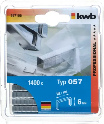 Produktbild von Heftklammern Typ 057/357 Stahldraht 6 mm 1400 Stk. - Kwb