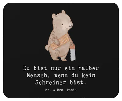 Produktbild von Mr. & Mrs. Panda Mousepad Schreiner Herz - Schwarz - Geschenk, Mauspad, computer, pc, Mouse Pad