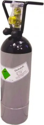 Produktbild von ich-zapfe Stickstoff Flasche 2l mit Flaschencage - Flasche mit Zwei Litern Stickstoff in Lebensmittelqualität zum Zapfen von Stout Bieren mit dafür geeigneten Bier Zapfanlage