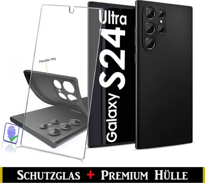 A product image showing a smartphone case and screen protector for a Samsung Galaxy S24 Ultra.