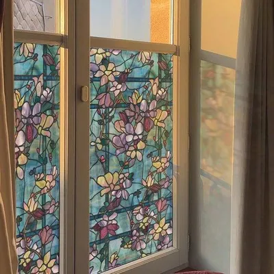 Produktbild von Blaue Folie für Fenster mit Statischer Haftung und Dekoration