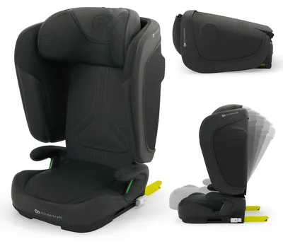 Image de Kinderkraft UNITY 2 Siège enfant 15-36 kg i-Size, réglable en hauteur, fixation ISOFIX & ceinture, protection contre les chocs latéraux, porte-boisson, noir