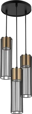 Immagine prodotto di Lampada a sospensione decorativa rotonda industriale nero-oro a triplo filo Fobia 3xGU10 25W Sigma Lighting