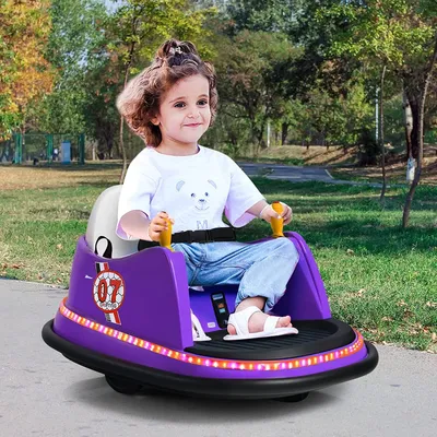 Produktbild von GOPLUS Elektro Autoscooter für Kinder, 6V Kinderfahrzeug mit LED-Lichtgurt, 2,4-GHz-Fernbedienung, EIN-Tasten-Start, Sicherheitsgurt, Musik, Hupe, 2-5 Jahren