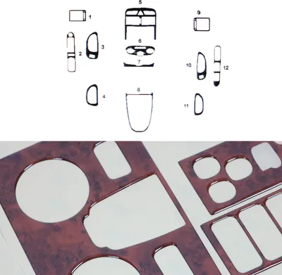 Image de Décoration intérieure Cockpit pour Peugeot 307 2001-2009 optique bois de racine 12pcs