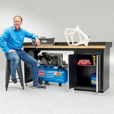 Produktbild von Werkbank Eiche mit Schrank 200 cm
