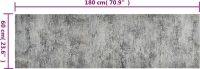 vidaXL Küchenteppich Waschbar Beton 60x180 cm Samt