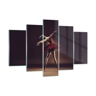 Produktbild von Bilder auf glas - 5 Teile - Ballerina Rot Kleid - 150x100cm - Glasbilder - Wandbilder - Bilder - zum Aufhängen bereit - Wanddekoration aus Glas - Glas Bilder - Wandbild auf Glas - GEA150x100-4336