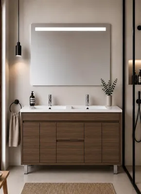 ORIGEN BATH ISQUIA Badmöbel mit Doppelwaschbecken 120x45 cm, Tea-Esche