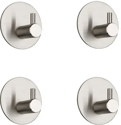 Produktbild von INF Selbstklebende Wandhaken aus Edelstahl, 4er-Pack