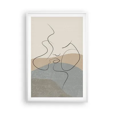 Produktbild von Gerahmtes Poster - Weißer Rahmen - Kuss Skizze Paar - 61x91,5 cm - Wand Bild - Wanddeko - Wandbilder - Kunstposter - Wandposter - Bilderrahmen - Bilder - Kunstdruck - Wanddekoration - P2WPA61x91-5170