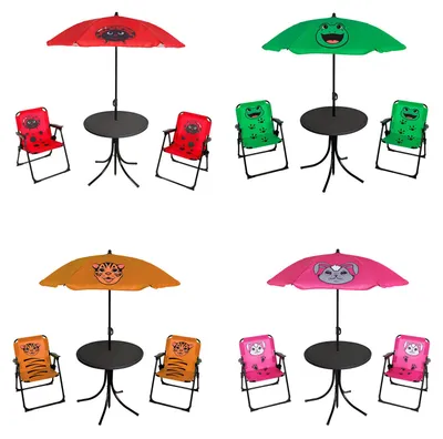 Immagine prodotto di set di mobili da campeggio per bambini da 4 pezzi 2 x sedia da campeggio + tavolo + ombrellone