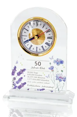 Jubiläums-Tischuhr goldene 50 – Geschenk zur goldenen Hochzeit