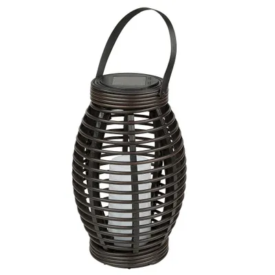 Obrázok produktu pre Idena 31243 - Solárny LED lampáš s teplým bielym svetlom, z čierneho plastu, s rukoväťou a LED sviečkou, vrátane solárneho modulu a dobíjacej batérie, cca 26 x 16 cm, na dekoratívne vonkajšie osvetlenie