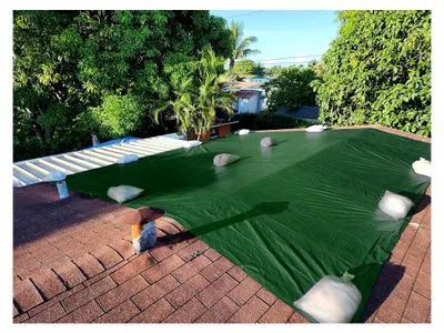 Produktbild von Grünes Zeltdach Tarp 140g/m² wasserdicht, robust, recycelbar, als Schutzabdeckung für Camping, Picknick, Zeltaufbau, Lastwagenabdeckung (3 x 5 m)